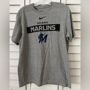 Miami Marlins Nike Tee Shirt Mens M Gray Graphic T-Shirt Athletic Baseball